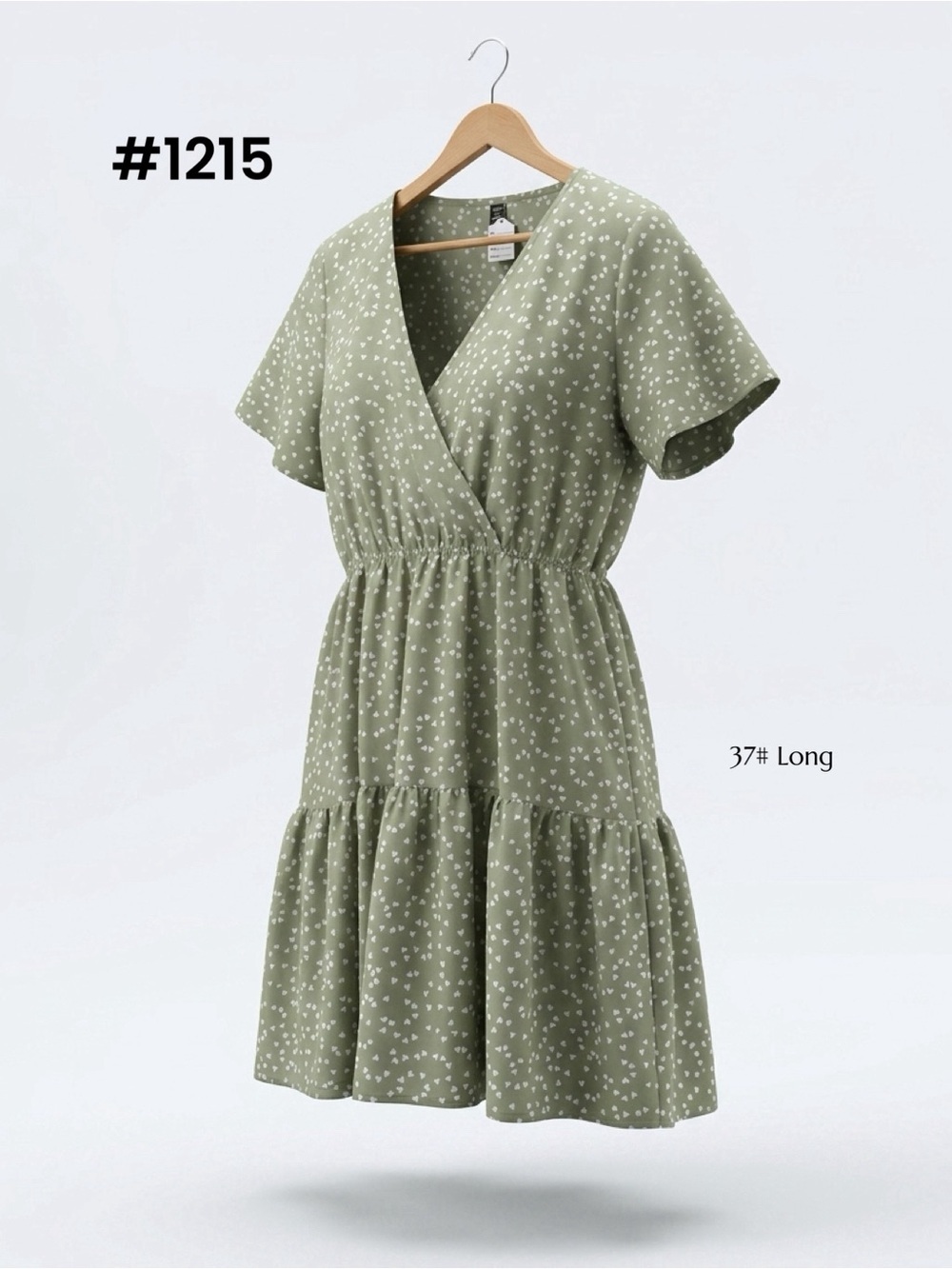 SHEIN Olive Green Heart Print Ruffled sleeve mini dress - Plus size | Maternity